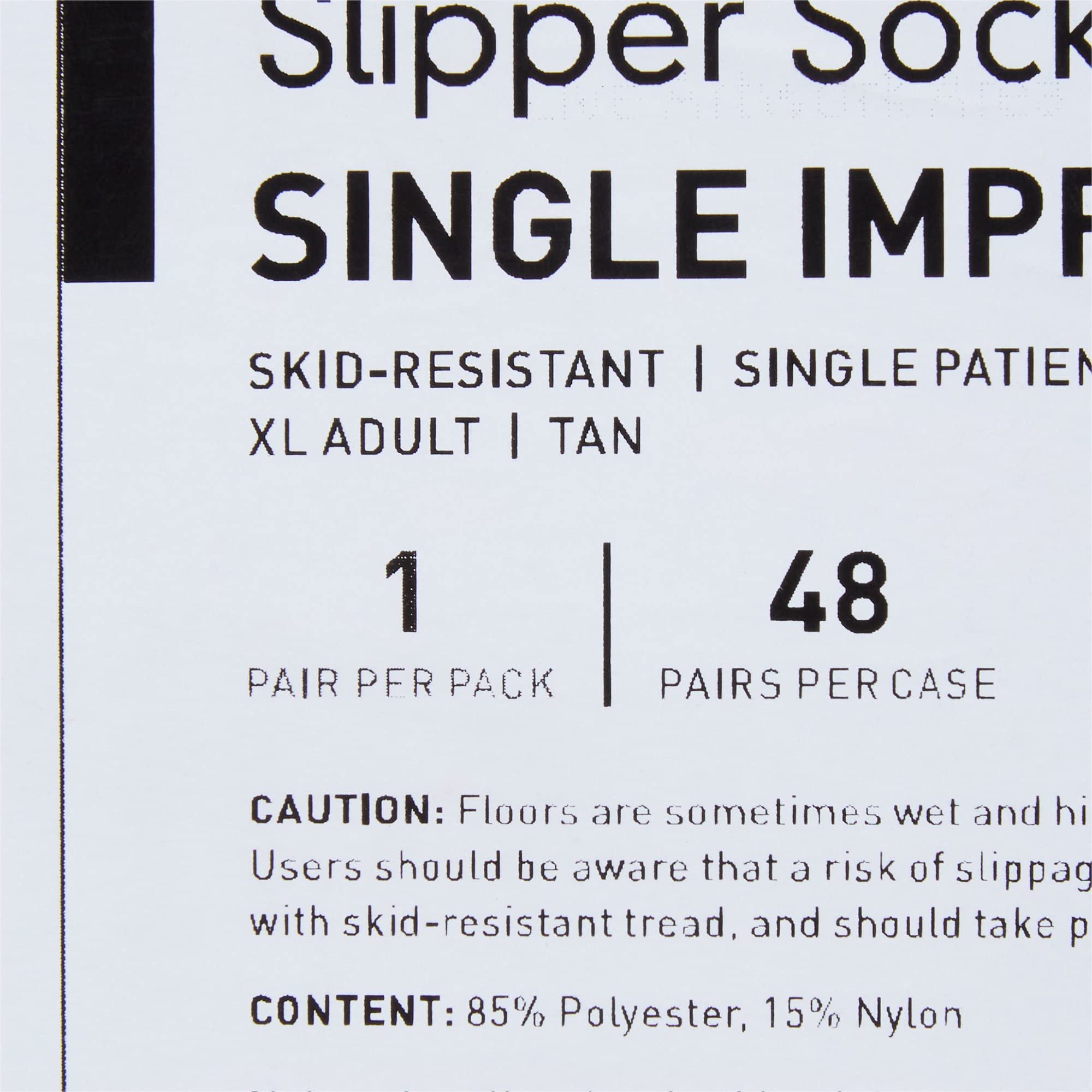 McKesson Slipper Socks, Non-Slip Grip Socks, Tan, Adult Shoe 7.5 to 10, XL, 48 Pairs