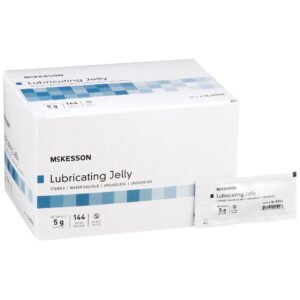 McKesson Lubricating Jelly - Water Based Non-Sticky, Non-Greasy Lubricant Gel - Sterile, Water Soluble, Medical Grade - Individual Packets, 5 g, 144 Count, 1 Pack