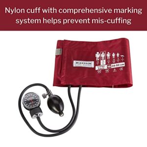 McKesson Aneroid Sphygmomanometer – Manual Blood Pressure Cuff Monitor with Carrying Case, Cuff 34-50 cm, Burgundy, 1 Count