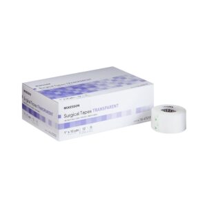 mckesson surgical tape, non-sterile, air permeable plastic, 1 in x 10 yd, 12 rolls, 1 pack