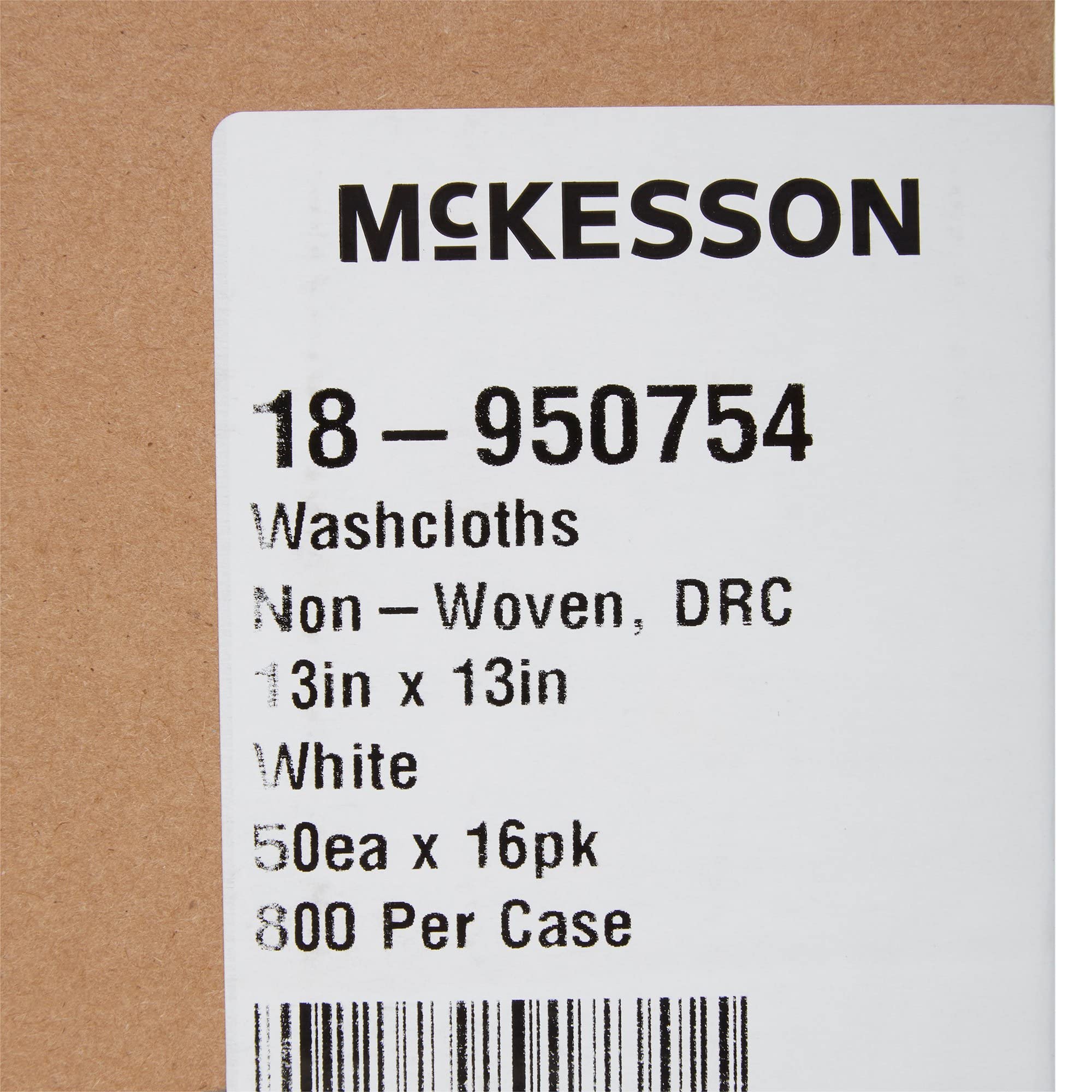 McKesson Disposable Washcloths, Soft, Absorbent and Strong, 13 in x 13 in, 50 Count, 16 Packs, 800 Total