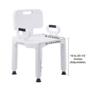 McKesson Bath Bench with Removeable Back, Plastic Frame, Lightweight, Adjustable, 350 lbs Weight Capacity, 1 Count