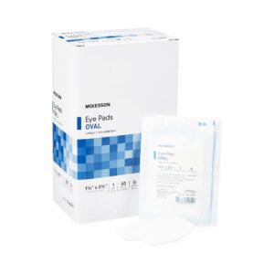 mckesson eye pads, sterile, oval, non-adherent, 1 5/8 in x 2 5/8 in, 50 count, 1 pack