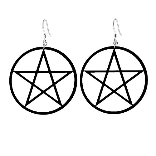 Large Black Pentagram Hoop Earrings for Women,Acrylic Hollow Stars Circular Earrings Bar Party Gifts