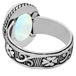 Moonstone Sterling Silver Plated Handmade Ring Ring Size 8 Sterling Silver Plated For Women, White Moon Stone June Birthstone Southwest Bohemian Jewelry Christmas Mother's Day Gifts For Her