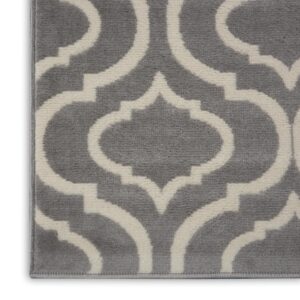 Nourison Jubilant Trellis Grey 2'3" x 7'3" Area -Rug, Easy -Cleaning, Non Shedding, Bed Room, Living Room, Dining Room, Kitchen (2x7)