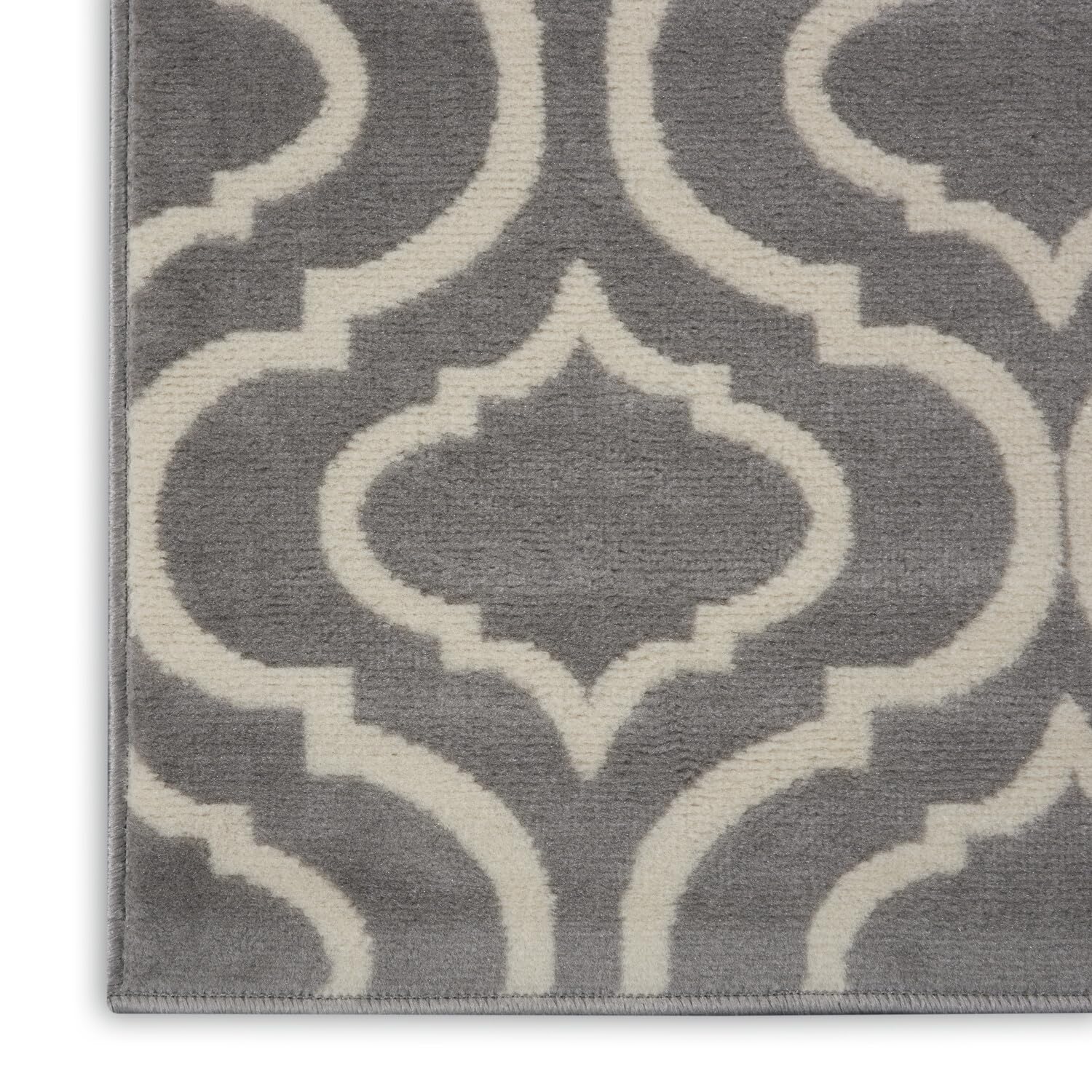 Nourison Jubilant Trellis Grey 2'3" x 7'3" Area -Rug, Easy -Cleaning, Non Shedding, Bed Room, Living Room, Dining Room, Kitchen (2x7)