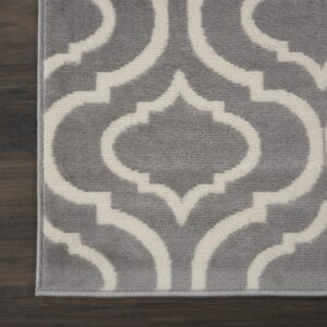 Nourison Jubilant Trellis Grey 2'3" x 7'3" Area -Rug, Easy -Cleaning, Non Shedding, Bed Room, Living Room, Dining Room, Kitchen (2x7)