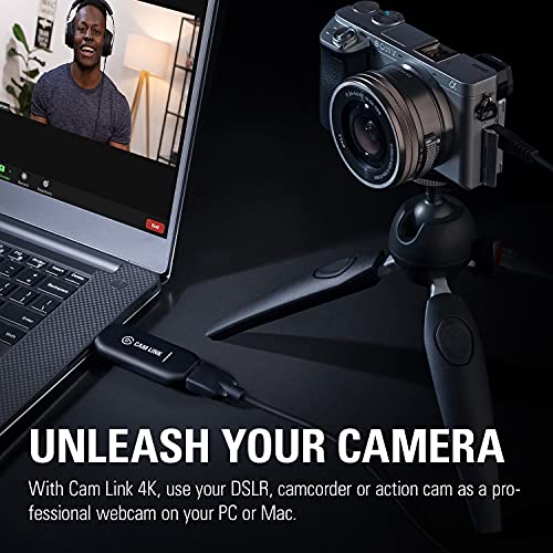 Elgato Cam Link 4K, External Camera Capture Card, Stream and Record with DSLR, Camcorder, ActionCam as Webcam in 1080p60, 4K30 for Video Conferencing, Home Office, Gaming, on OBS, Zoom, Teams, PC/Mac