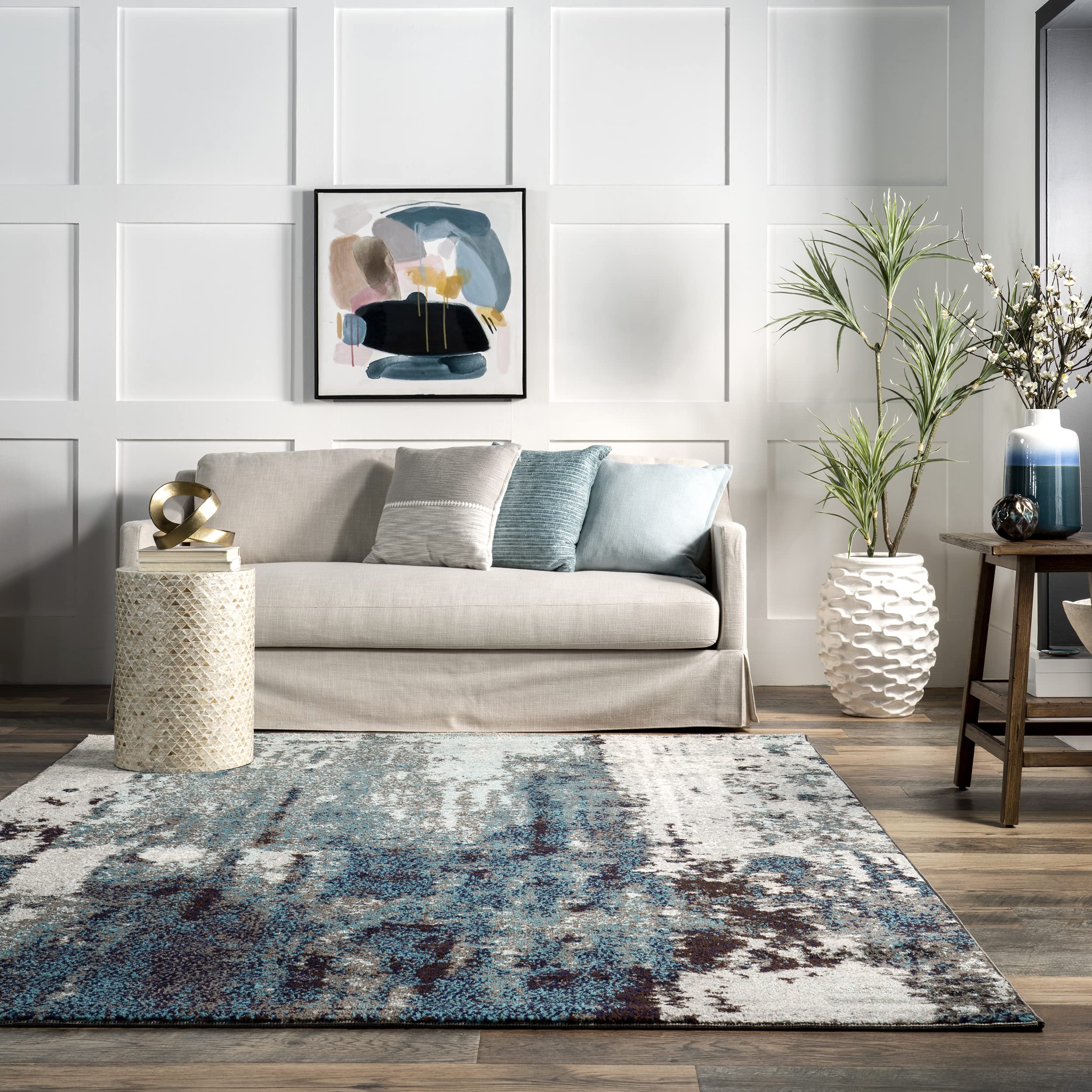 nuLOOM Haydee Glacial Abstract Area Rug, 10x14, Blue