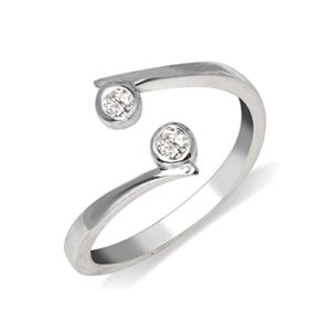 JewelryWeb Solid 925 Sterling Silver Elegant Bypass Adjustable Bezel-set Cubic Zirconia Toe Ring (10mmx15mm)