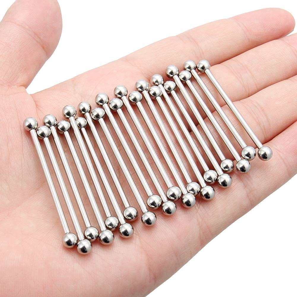 Ftovosyo 12G 20Pcs Surgical Steel Industrial Barbell Earring Cartilage Helix Bar Body Piercing Jewelry for Women Men 40MM with Ball