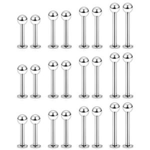 ftovosyo labret barbell 24pcs monroe lip barbell ring helix earring tragus cartilage studs surgical steel piercing jewelry for women men 16g 6mm 8mm 10mm 12mm