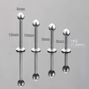 Ftovosyo Labret Barbell 24PCS Monroe Lip Barbell Ring Helix Earring Tragus Cartilage Studs Surgical Steel Piercing Jewelry for Women Men 16G 6mm 8mm 10mm 12mm