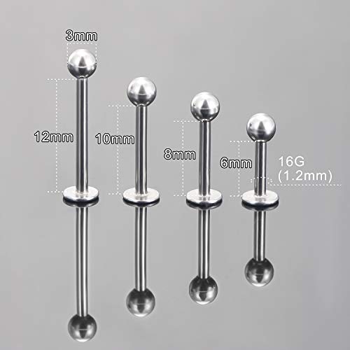 Ftovosyo Labret Barbell 24PCS Monroe Lip Barbell Ring Helix Earring Tragus Cartilage Studs Surgical Steel Piercing Jewelry for Women Men 16G 6mm 8mm 10mm 12mm