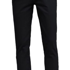 Plaid&Plain Men's Skinny Stretchy Khaki Pants Colored Pants Slim Fit Slacks Tapered Trousers 819 Black 32X32