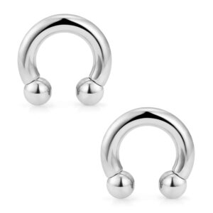 ftovosyo 2pcs pa ring horseshoe circular barbell 316l surgical steel internally threaded 8g pierced body jewelry for women 12mm