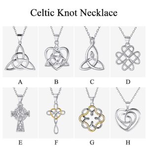 925 Sterling Silver Pendant Necklaces Dainty Simple Good Luck Irish Celtic Knot Triangle Necklaces