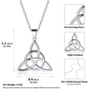 925 Sterling Silver Pendant Necklaces Dainty Simple Good Luck Irish Celtic Knot Triangle Necklaces