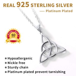 925 Sterling Silver Pendant Necklaces Dainty Simple Good Luck Irish Celtic Knot Triangle Necklaces