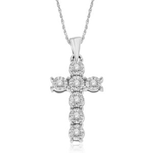 natalia drake 1/10 cttw diamond christian cross necklace for women in rhodium plated 925 sterling silver color j-k/clarity i3