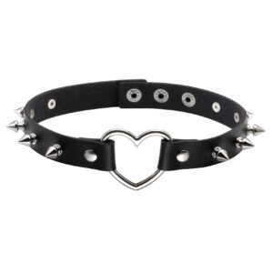 MILAKOO Black Pu Leather Choker for Women Gothic Rock Studded Emo Spiked Choker Punk Accessories