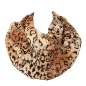 la carrie womens leopard print infinity scarf loop circle neck warmer (brown leopard)