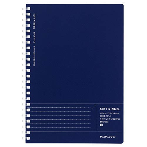 Kokuyo Soft Ring Notebook Biz - A5-50 sheets - Dotted Line - Navy (Pack of 2)