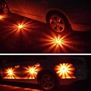 Tobfit 6 Pack LED Road Flares Emergency Lights Roadside Safety Beacon Disc Flashing Warning Flare Kit with Magnetic Base & Hook for Car Truck Boats | 9 Flash Modes (Batteries Not Included) (6)