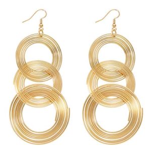 zealmer women 16k gold plated tiered sprial dangle earrings