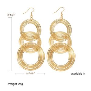 Zealmer Women 16K Gold Plated Tiered Sprial Dangle Earrings