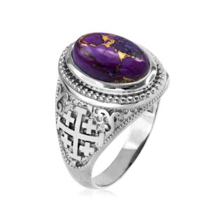 la blingz sterling silver jerusalem cross purple copper turquoise ring (12)