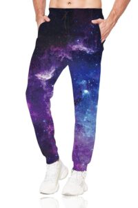 belovecol bright galaxy sweatpants for men novelty 3d print jogger pants with pocket active stretchy sweat pant trousers l