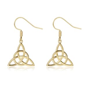 ChicSilver Celtic Earrings Gold 925 Sterling Silver Drop Earrings Trinity Knot Hypoallergenic Earrings for Women