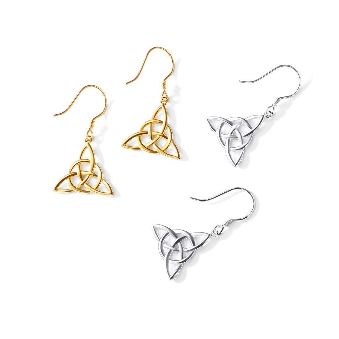 ChicSilver Celtic Earrings Gold 925 Sterling Silver Drop Earrings Trinity Knot Hypoallergenic Earrings for Women