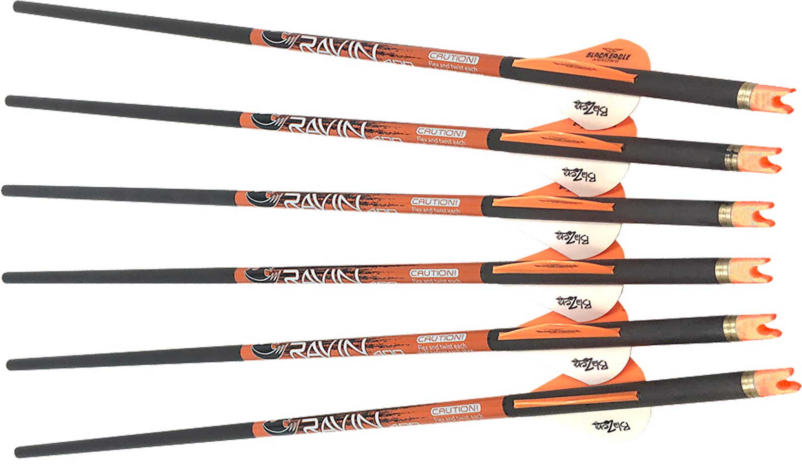 Ravin Crossbow R138 Carbon 400 Grain .003 Crossbow Arrows (6-Pack) Black/Red Bundle with 6 Hunting Broadheads (3 Items)