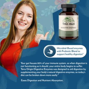 TERRA ORIGIN - Digestive Enzymes with Probiotics | Supports Healthy Digestion | Bromelain, Lactase, Amylase, Lipase | Made in The USA, Gluten-Free | 60 Servings