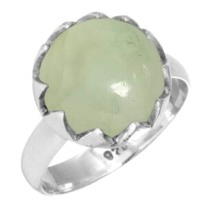 jeweloporium 925 silver ring for women size 8.5 green genuine prehnite stone vintage silver ring new year gift solitaire jewelry