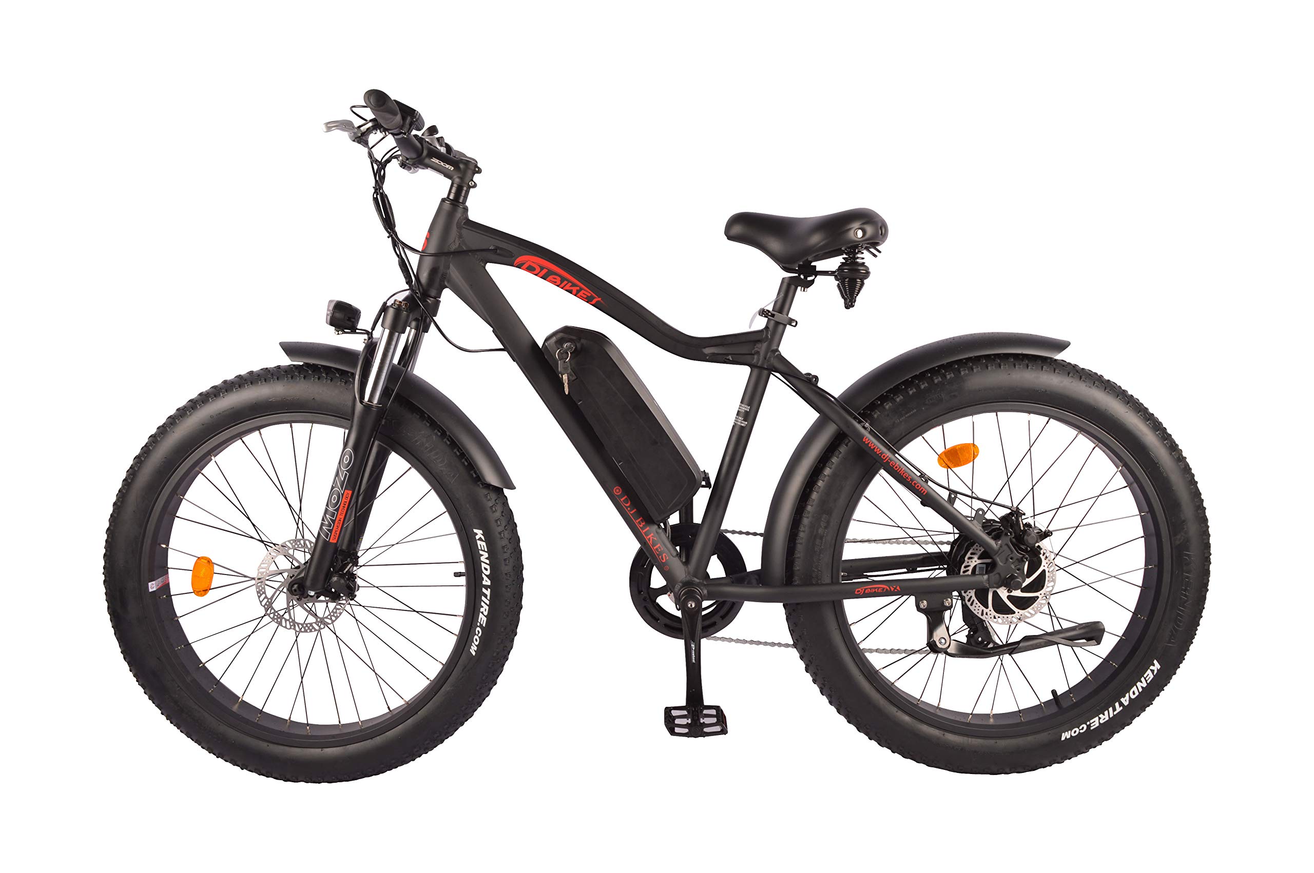 DJ Fat Bike 750W 48V 13Ah Power Electric Bicycle, Matte Black, LED Bike Light, Suspension Fork and Shimano Gear