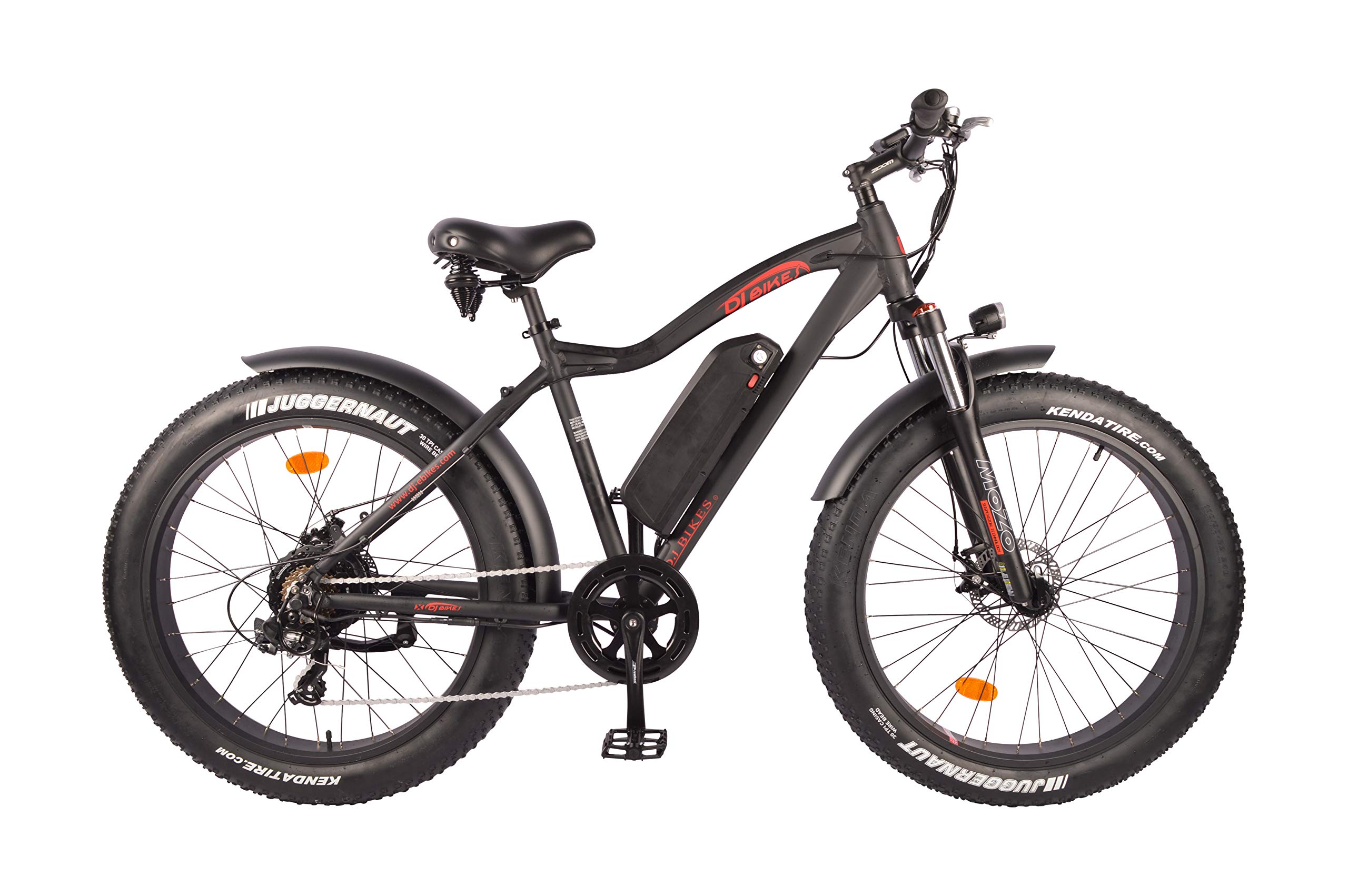 DJ Fat Bike 750W 48V 13Ah Power Electric Bicycle, Matte Black, LED Bike Light, Suspension Fork and Shimano Gear