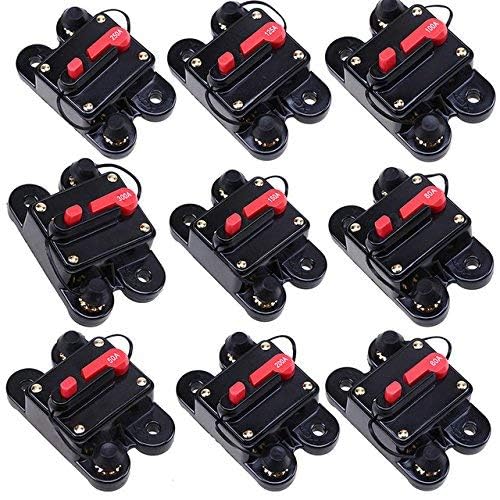 ANJOSHI Circuit Breaker 50amp 50A-300A with Manual Reset Home Solar System Fuse Holder for Car Audio and Amps Protection 12V-48V DC Reset Fuse Inverter Replace Fuses