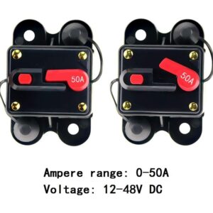 ANJOSHI Circuit Breaker 50amp 50A-300A with Manual Reset Home Solar System Fuse Holder for Car Audio and Amps Protection 12V-48V DC Reset Fuse Inverter Replace Fuses