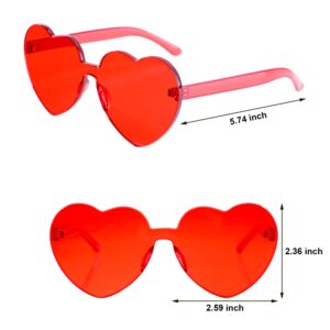 Gejoy 4 Pieces Heart Shaped Sunglasses for Women Men Christmas Valentine's Day Frameless Glasses()