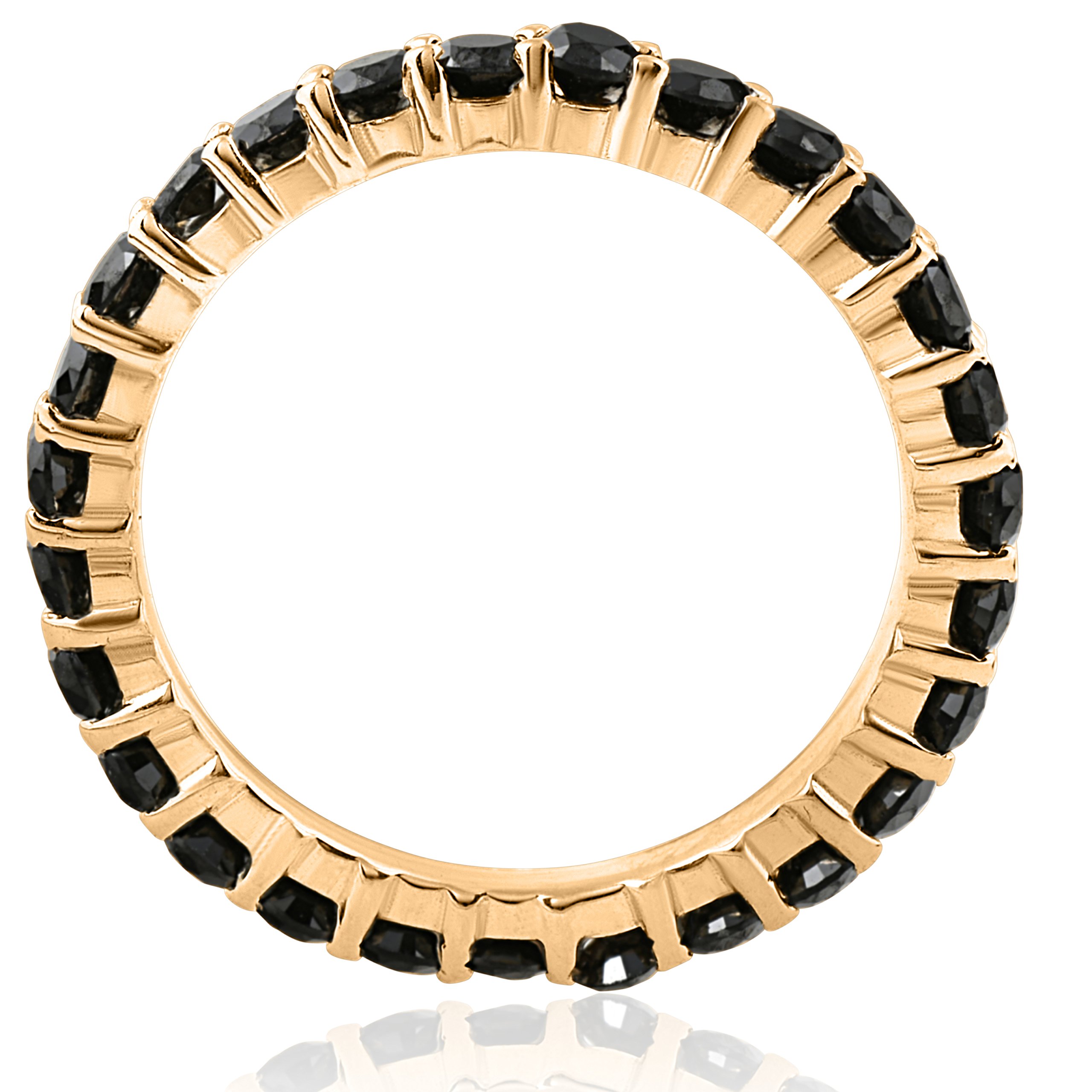 1 1/2ct Black Diamond Eternity Ring 14k Yellow Gold Womens Stackable Band - Size 8