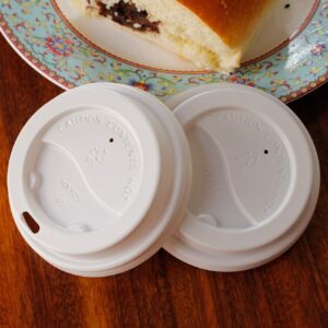 Yes!Fresh PS Polystyrene Flat Lid for 8 oz Paper Hot Cup, Diameter 80mm. (100 Count,White Lid)