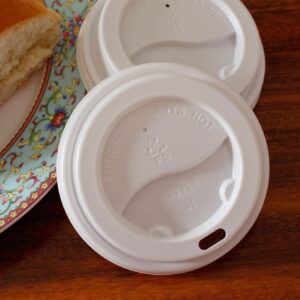 Yes!Fresh PS Polystyrene Flat Lid for 8 oz Paper Hot Cup, Diameter 80mm. (100 Count,White Lid)