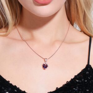 AILUOR Elegant Heart Shaped Amethyst Pendant Necklace, Luxury Fashion18K Rose Gold Love Heart Natural Purple Crystal Jewelry - Great Birthday Anniversary Mothers Day Wedding Gift (Rose gold)