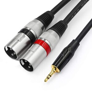 tisino 3.5mm to dual xlr stereo cable 1/8 inch mini jack to 2 xlr male y splitter adapter cord- 10 ft