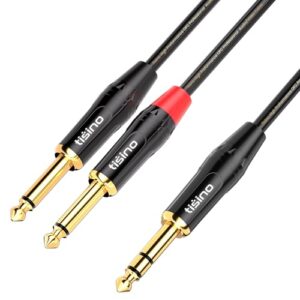 tisino 1/4 inch trs stereo to dual 1/4 inch ts mono insert cable y-splitter stereo breakout cable patch cord - 3.3 feet