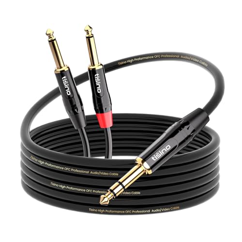 tisino 1/4 inch TRS Stereo to Dual 1/4 inch TS Mono Insert Cable Y-Splitter Stereo Breakout Cable Patch Cord - 3.3 feet